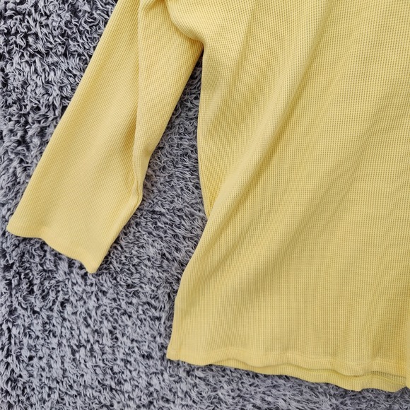 Woman Within Women Cottagecore Boho Embroidered Henley Top 3X Yellow Waffle Knit - Picture 15 of 16